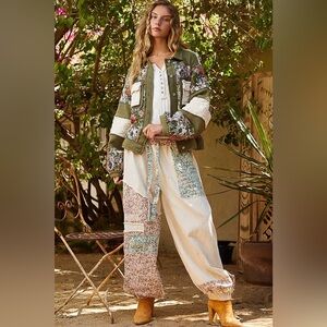 POL End Game Floral Embroidered Eyelet Patched denim Joggers